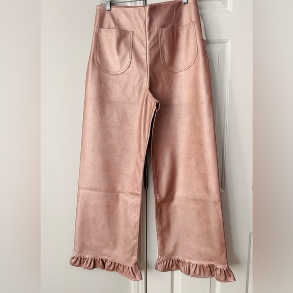 Anthropologie Maeve The Colette Metallic Ruffle-Hem Faux Leather Pants - Picture 6 of 15